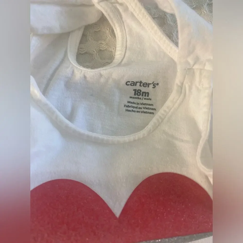Carters‎ White Sleeveless Heart Shirt Sz 18Mths